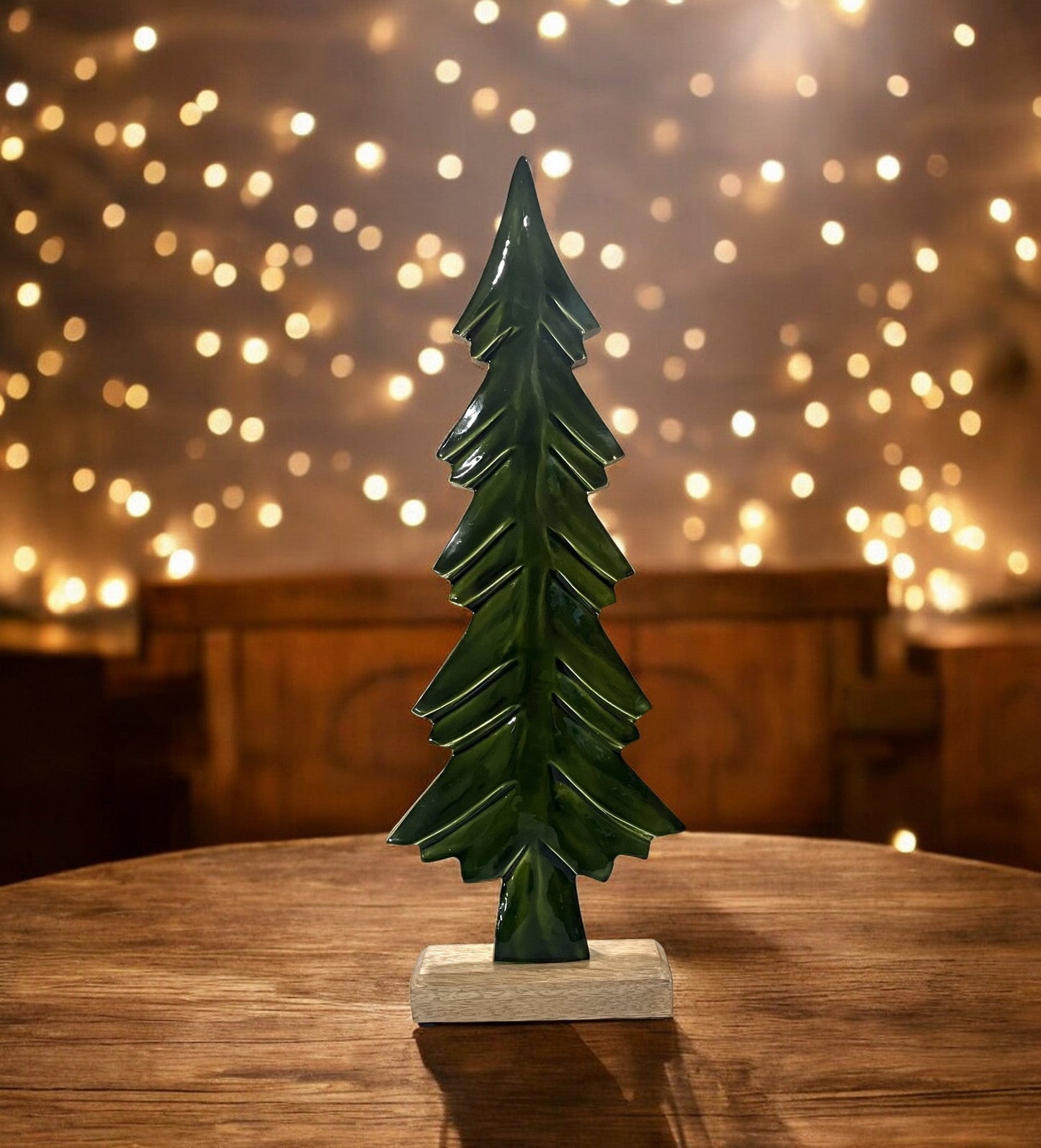 15" Wood/Green Enamel Tree - Holland Landscape SupplyDecoration