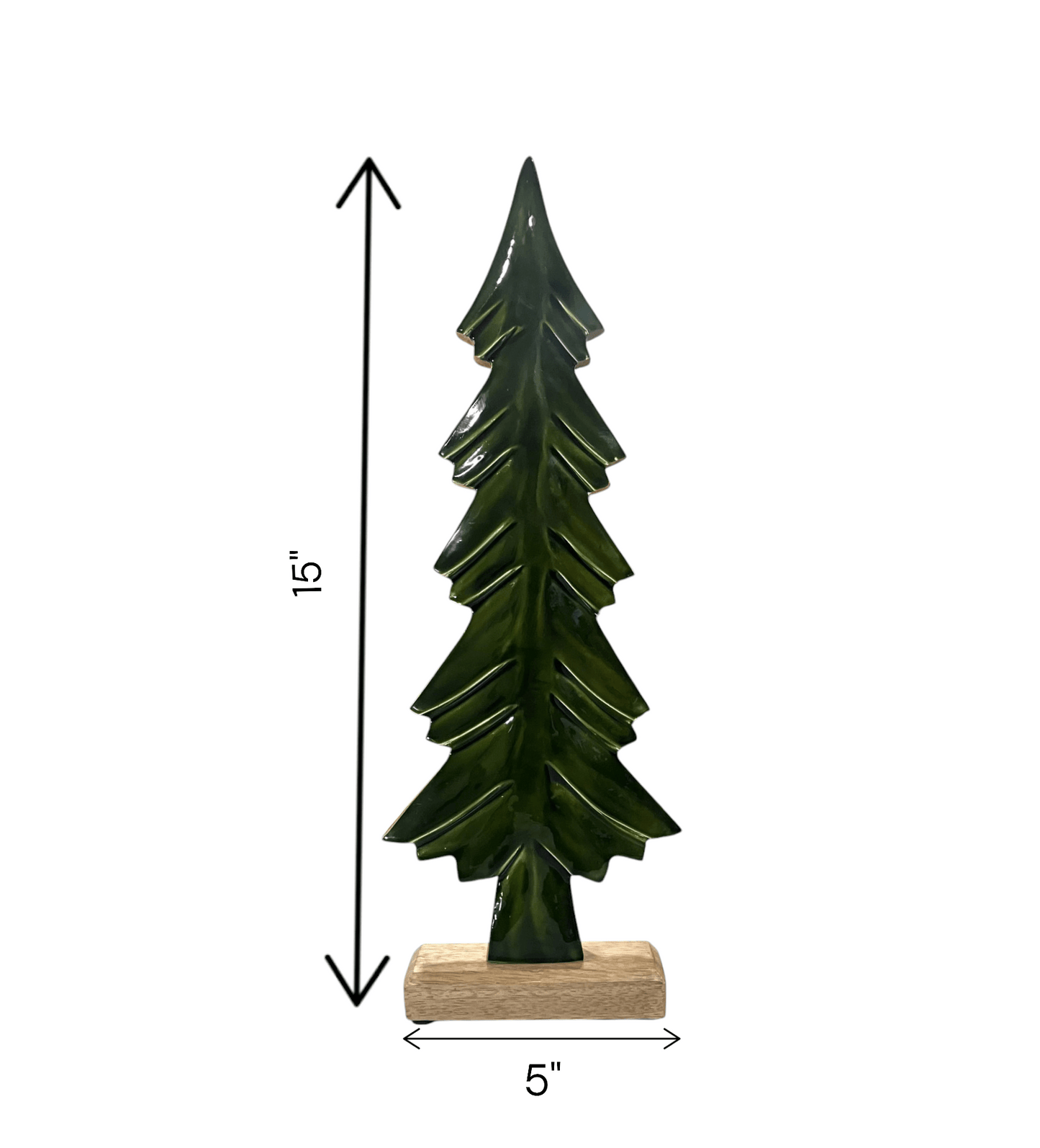 15" Wood/Green Enamel Tree - Holland Landscape SupplyDecoration