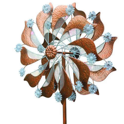 Blue Flower & Brown Blade Garden Spinner - Holland Landscape Supply