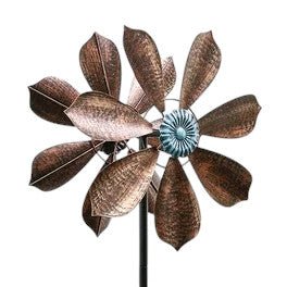 Brown & Teal Flower Garden Spinner - Holland Landscape Supply