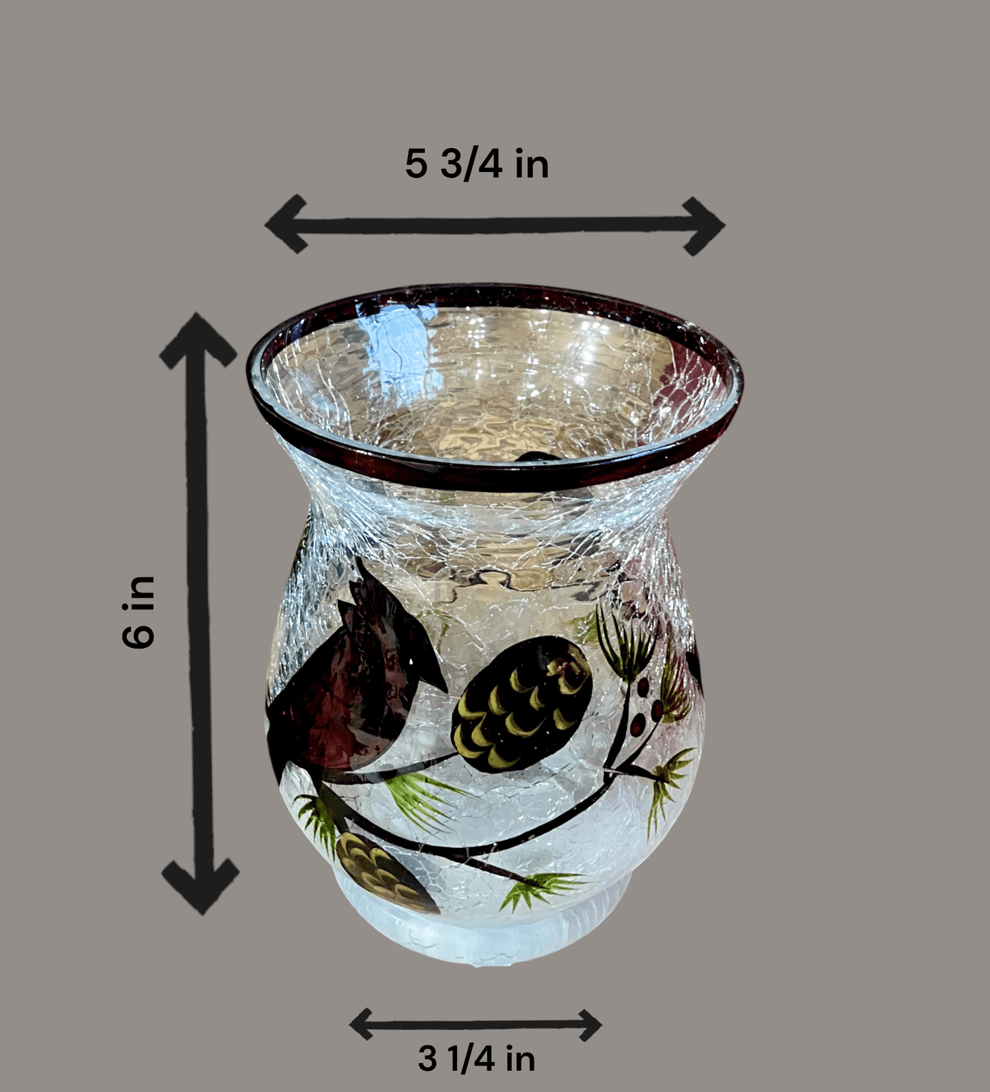 Cardinal/Pine Cone Glass Jar - Holland Landscape Supply