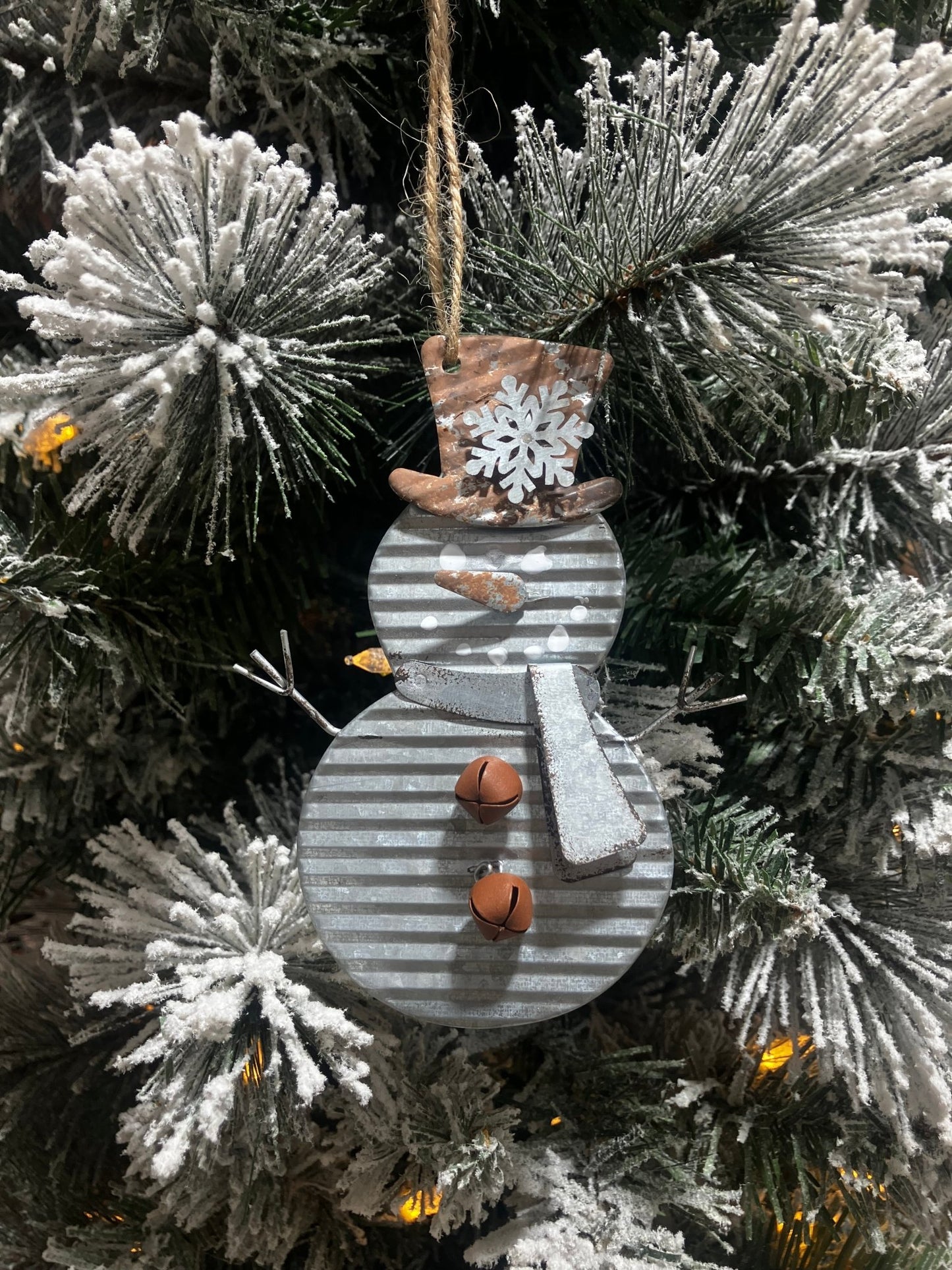 Galvanized Snowman Ornament - Holland Landscape Supply