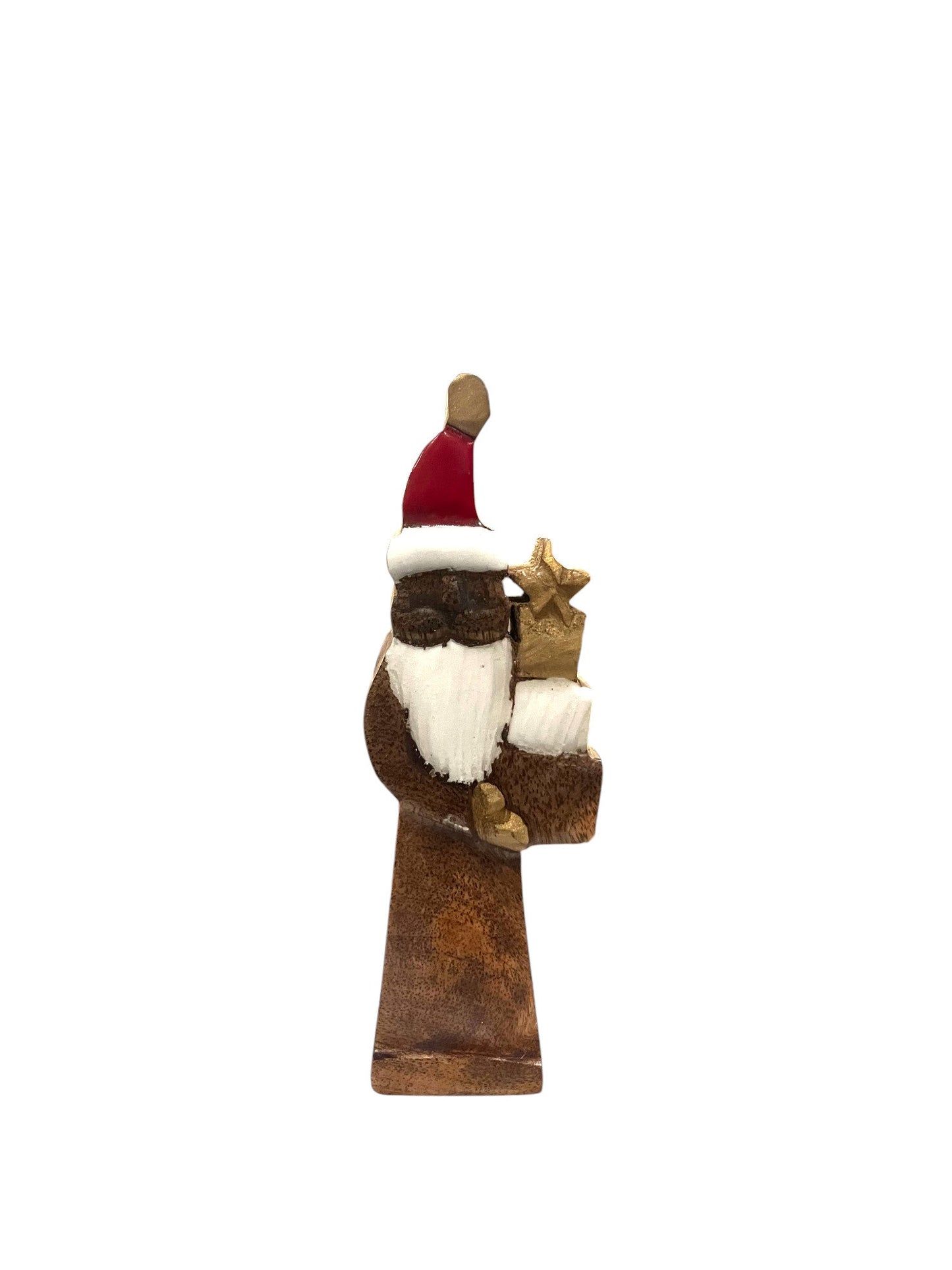 Mini Wooden Santa with Gift - Holland Landscape Supply