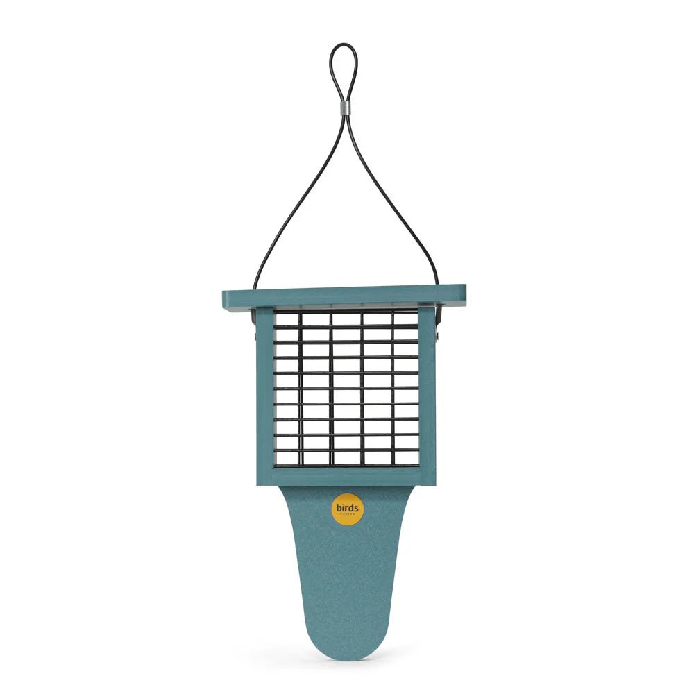 Suet Feeder with Tail Prop for Single Cake in Blue Recycled Plastic - Holland Landscape Supply
