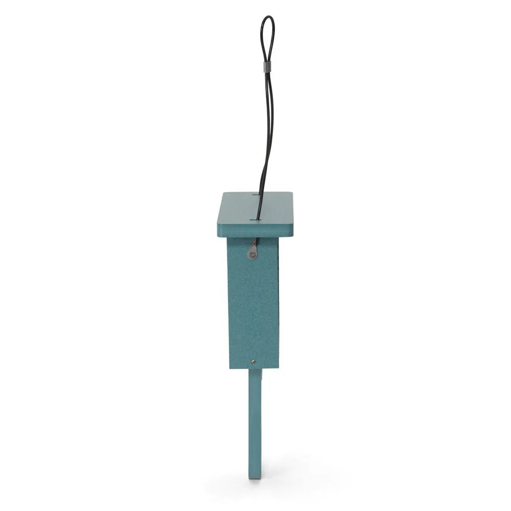 Suet Feeder with Tail Prop for Single Cake in Blue Recycled Plastic - Holland Landscape Supply