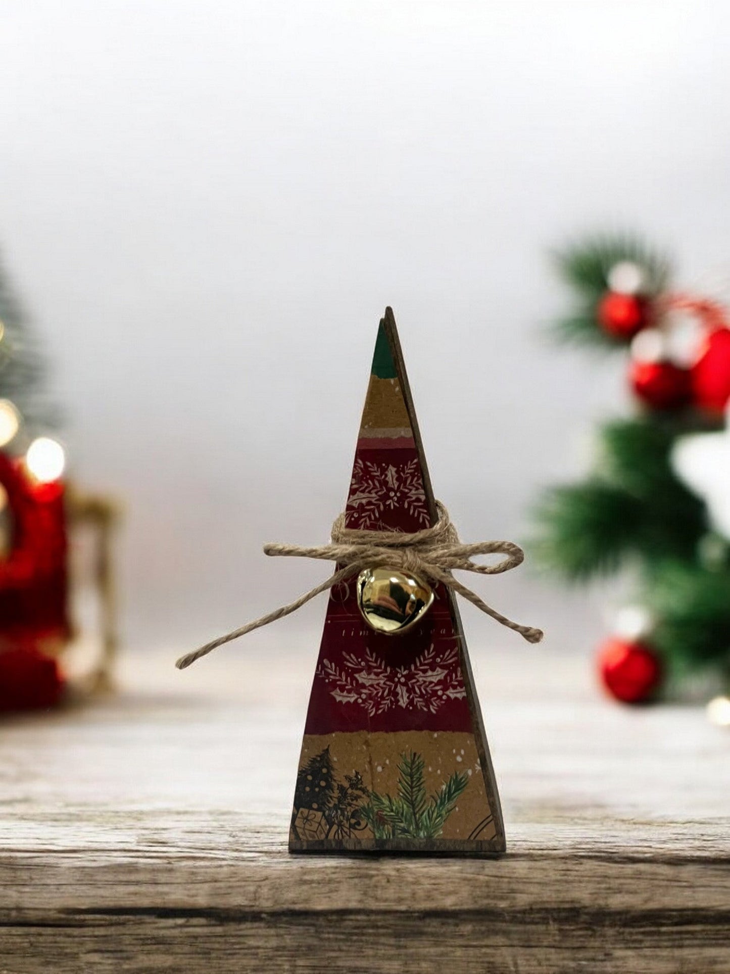 Wooden Decor w/Vintage Christmas Paper - Holland Landscape SupplyDecoration