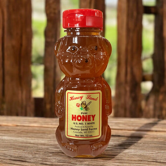12 oz Honey Land Clover Honey Bear Bottle - Holland Landscape Supply