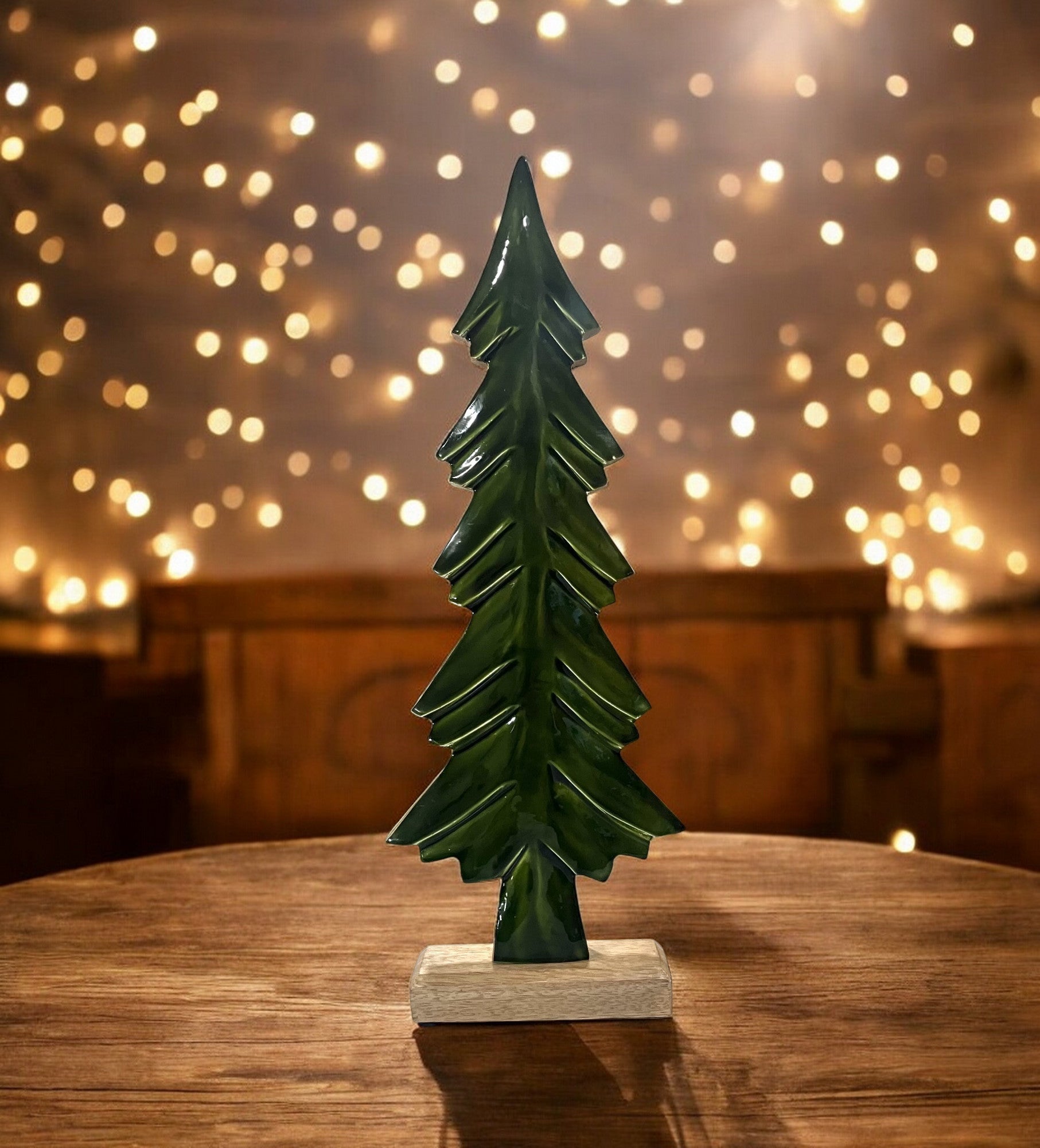 15" Wood/Green Enamel Tree - Holland Landscape SupplyDecoration