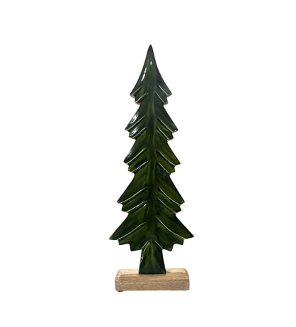 15" Wood/Green Enamel Tree - Holland Landscape SupplyDecoration