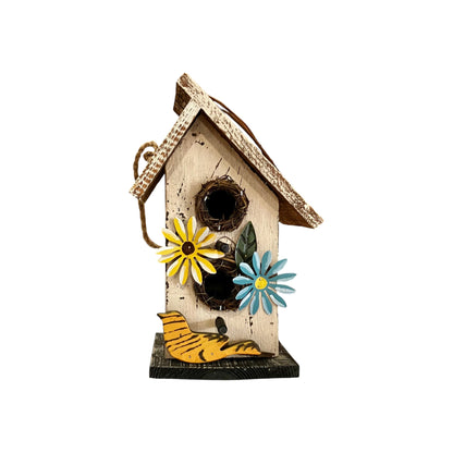 Birdhouse w Blue & Yellow Flowers - Holland Landscape Supply