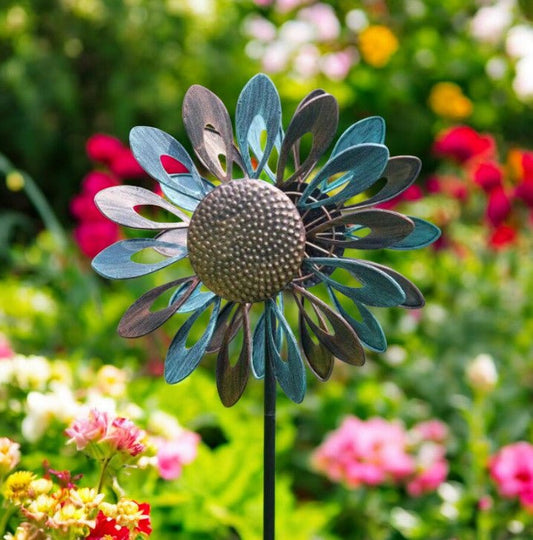 Blue & Brown Sunflower Garden Spinner - Holland Landscape Supply