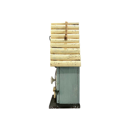 Blue/White Birdhouse w Rose and Vine - Holland Landscape Supply