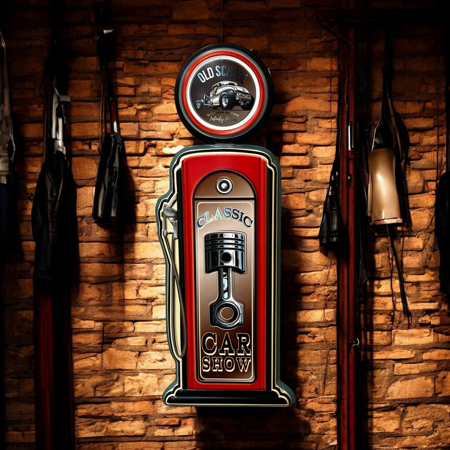 Car Show - Metal Gas Pump Sign - Holland Landscape Supply