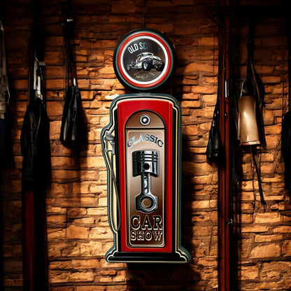Car Show - Metal Gas Pump Sign - Holland Landscape Supply