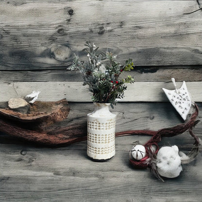 Ceramic Cream Christmas Vase - Holland Landscape Supply