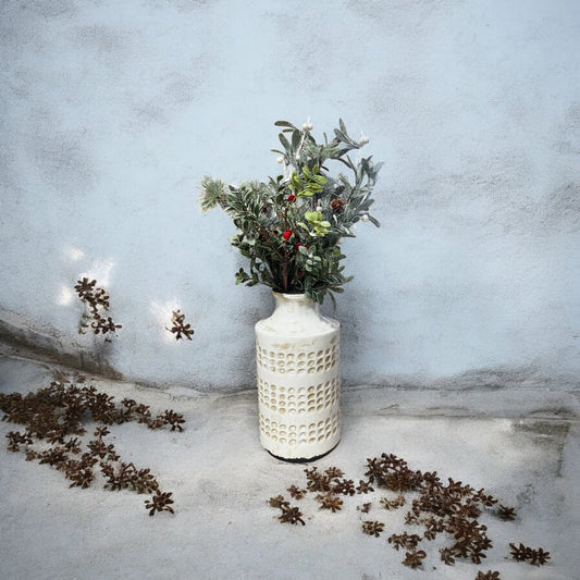 Ceramic Cream Christmas Vase - Holland Landscape Supply