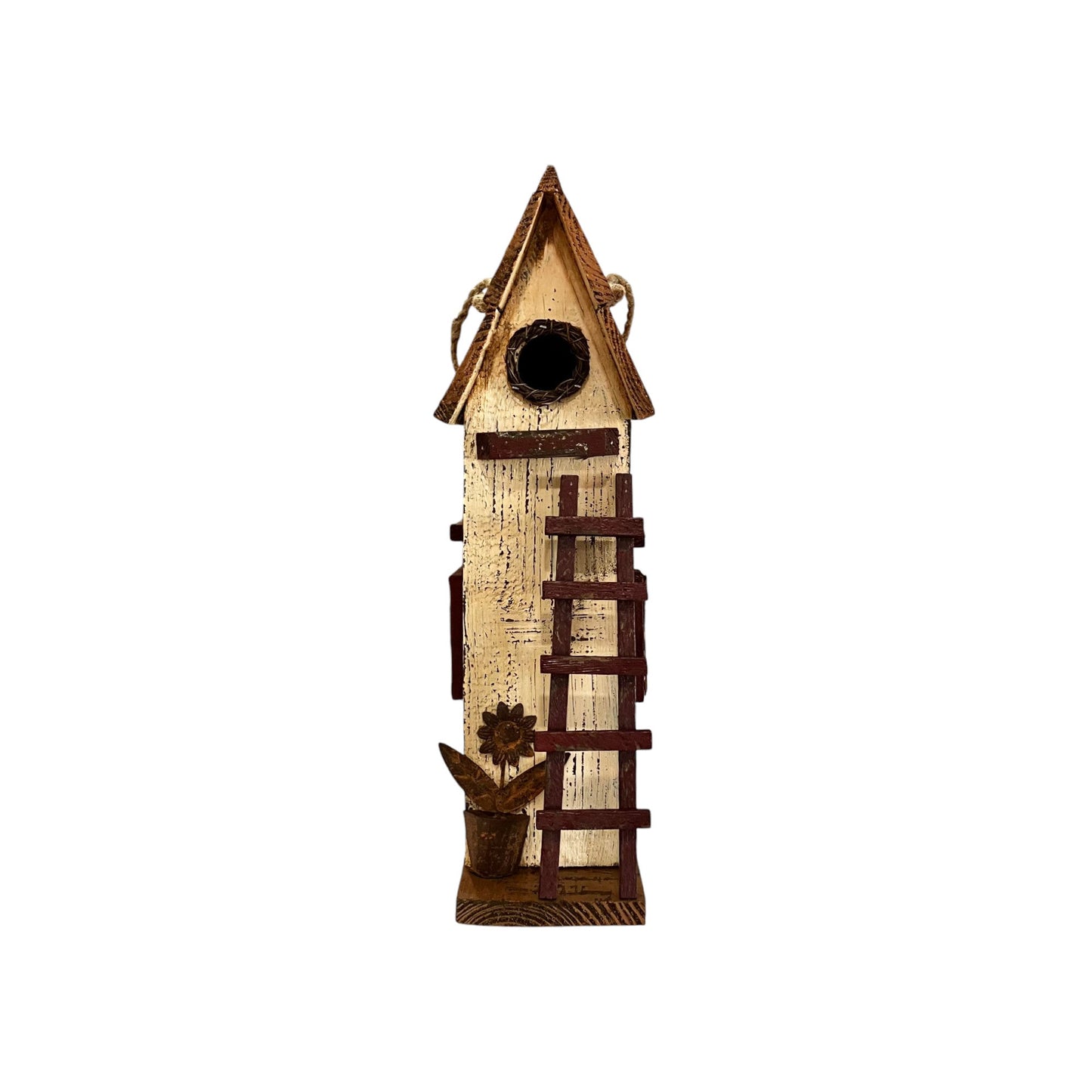 Cream Birdhouse w Ladder - Holland Landscape Supply