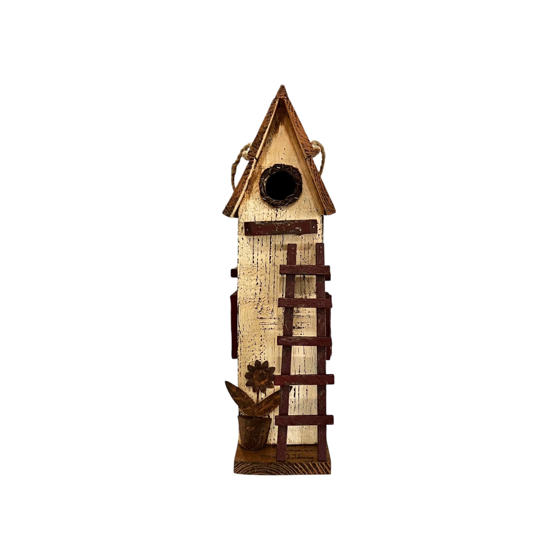 Cream Birdhouse w Ladder - Holland Landscape Supply