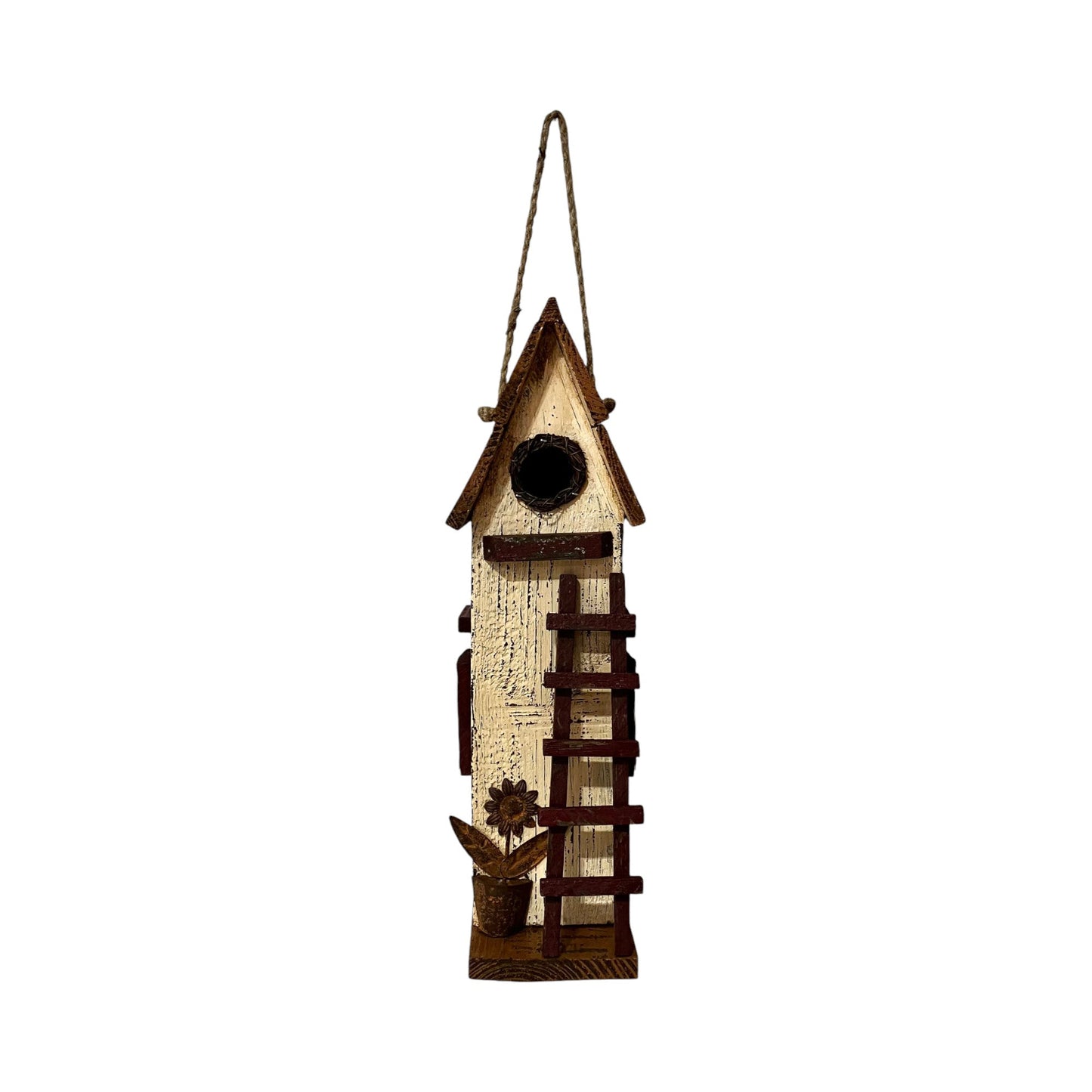 Cream Birdhouse w Ladder - Holland Landscape Supply
