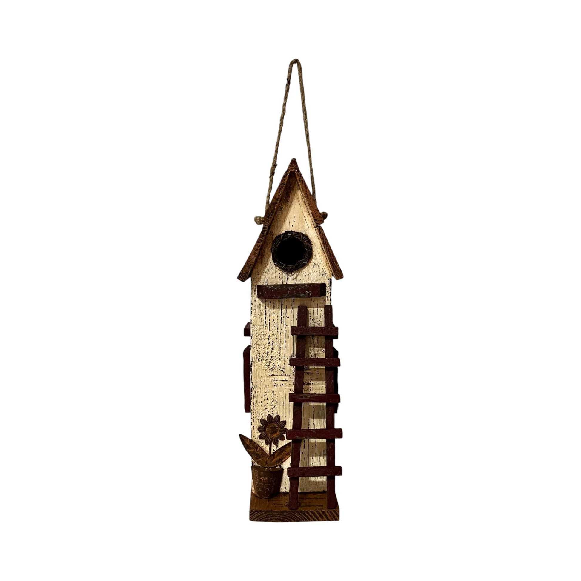 Cream Birdhouse w Ladder - Holland Landscape Supply