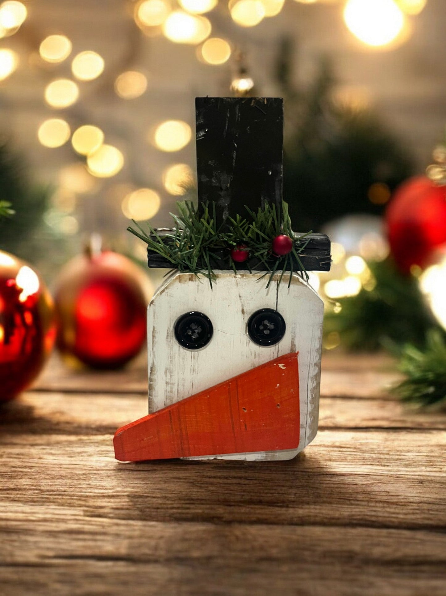 Distressed Wooden Block Snowman - Holland Landscape Supply