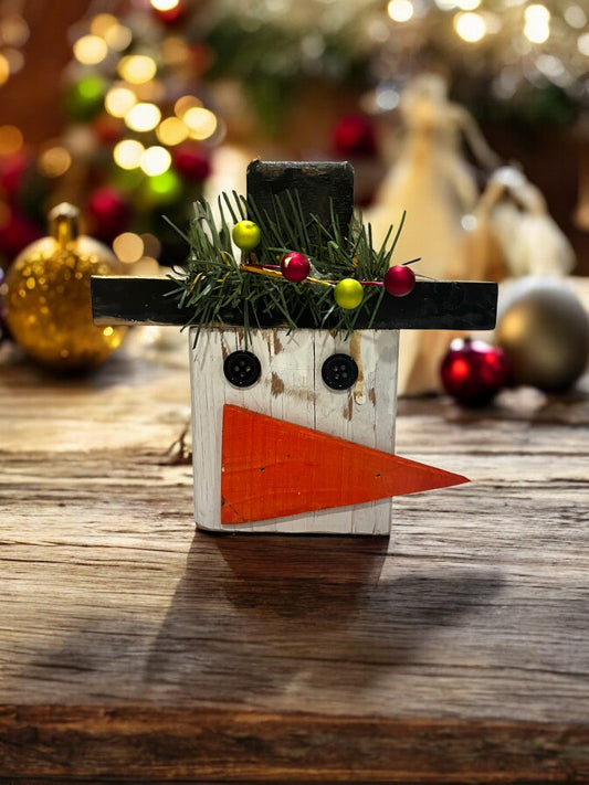 Distressed Wooden Block Snowman - Holland Landscape Supply