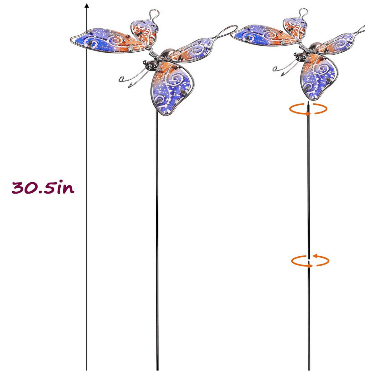 Glass & Metal Butterfly Garden Stake - Holland Landscape Supply