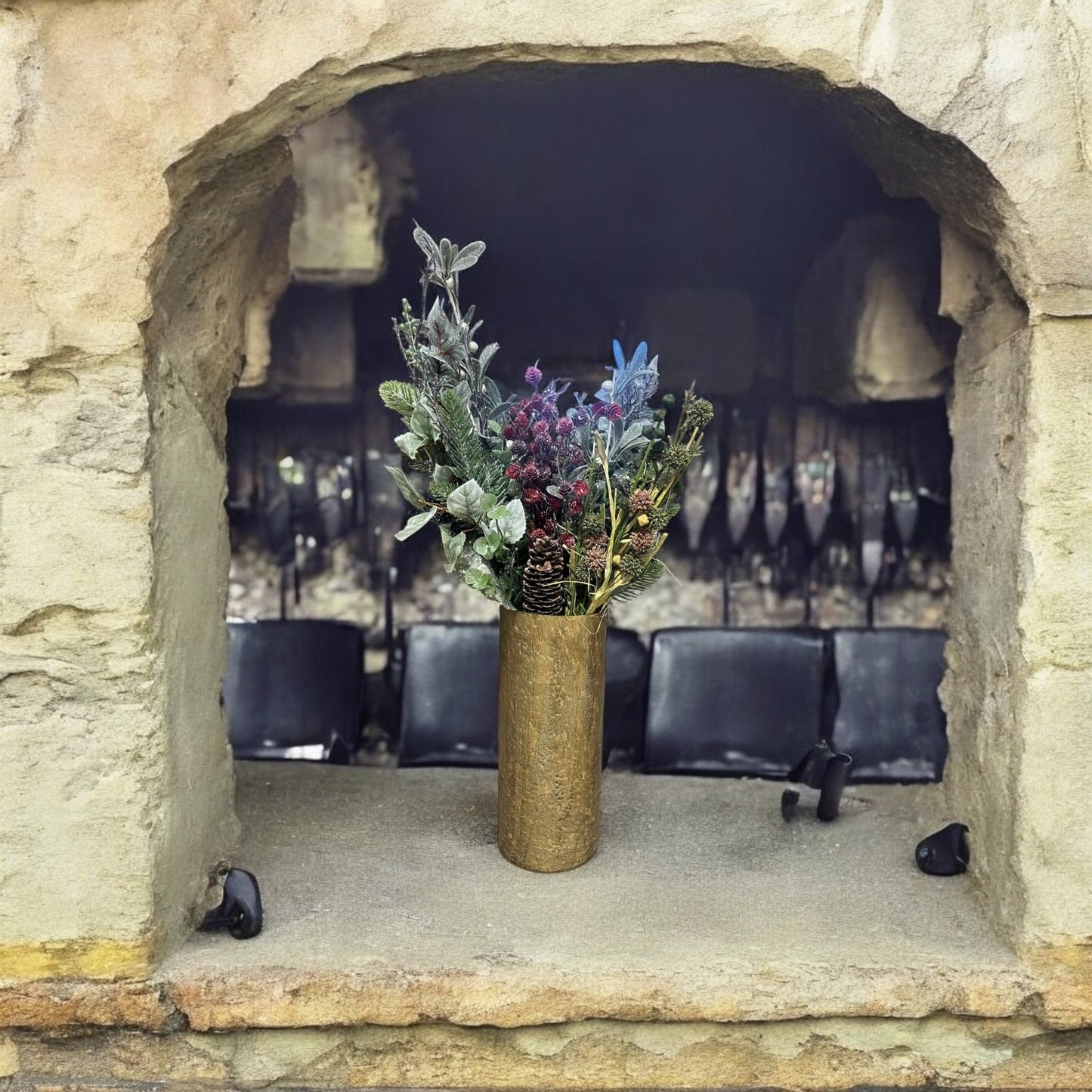 Gold Metal Christmas Vase - Holland Landscape Supply