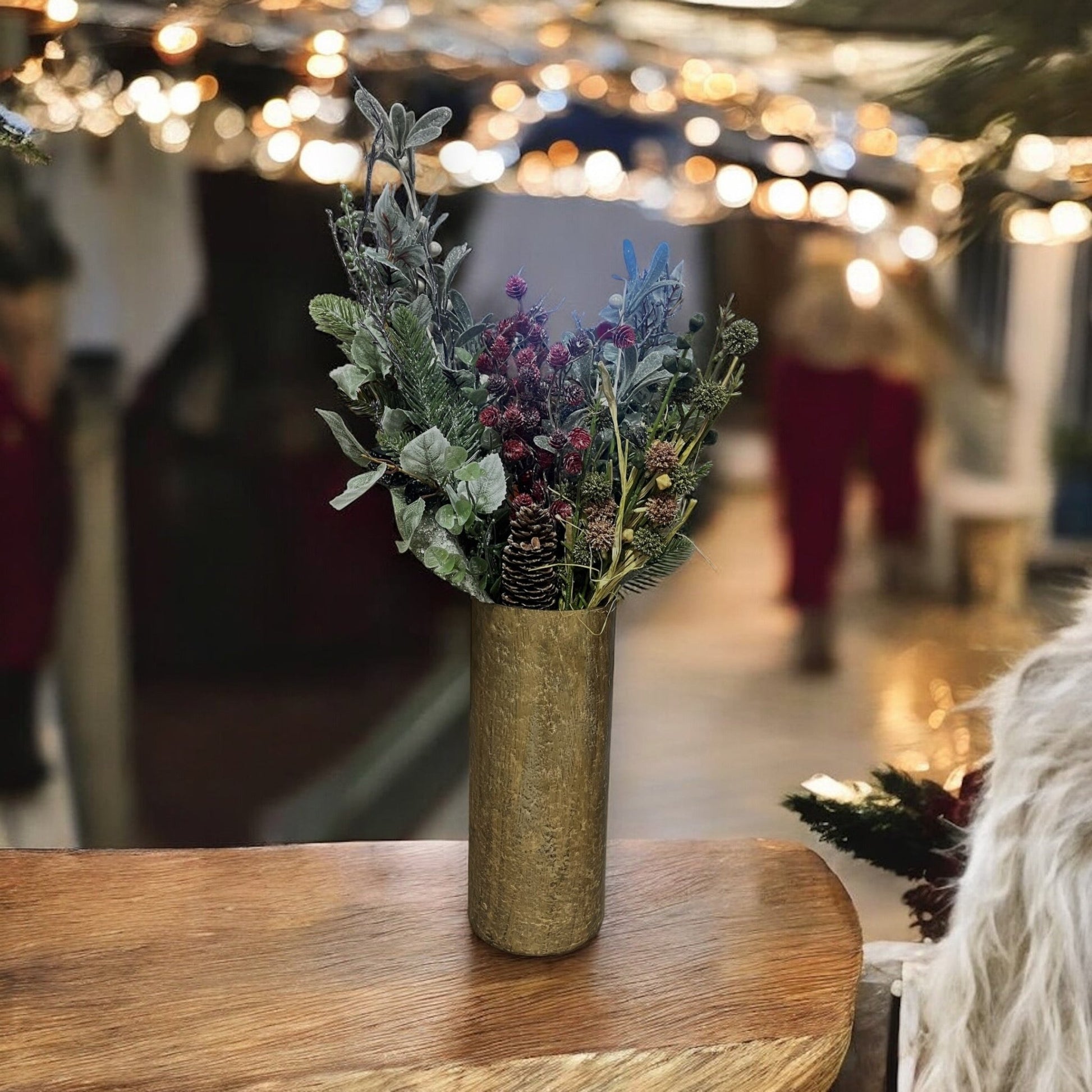 Gold Metal Christmas Vase - Holland Landscape Supply