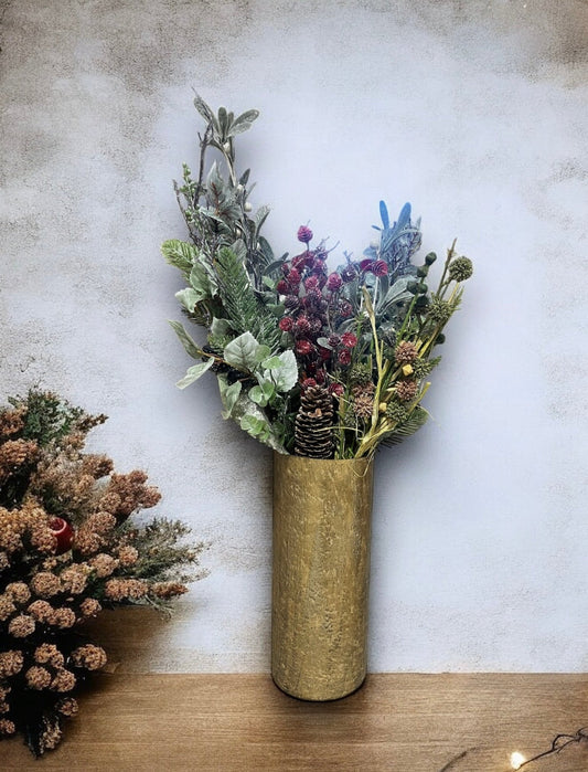 Gold Metal Christmas Vase - Holland Landscape Supply