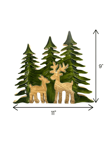 Green Tree/Wooden Deer Puzzle Decor - Holland Landscape SupplyDecoration