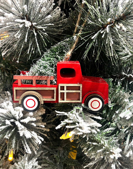 Red Truck w/Christmas Tree Ornament - Holland Landscape Supply