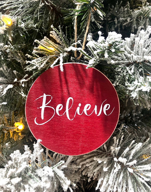 Round Wooden Christmas Ornament w/Words - Holland Landscape Supply