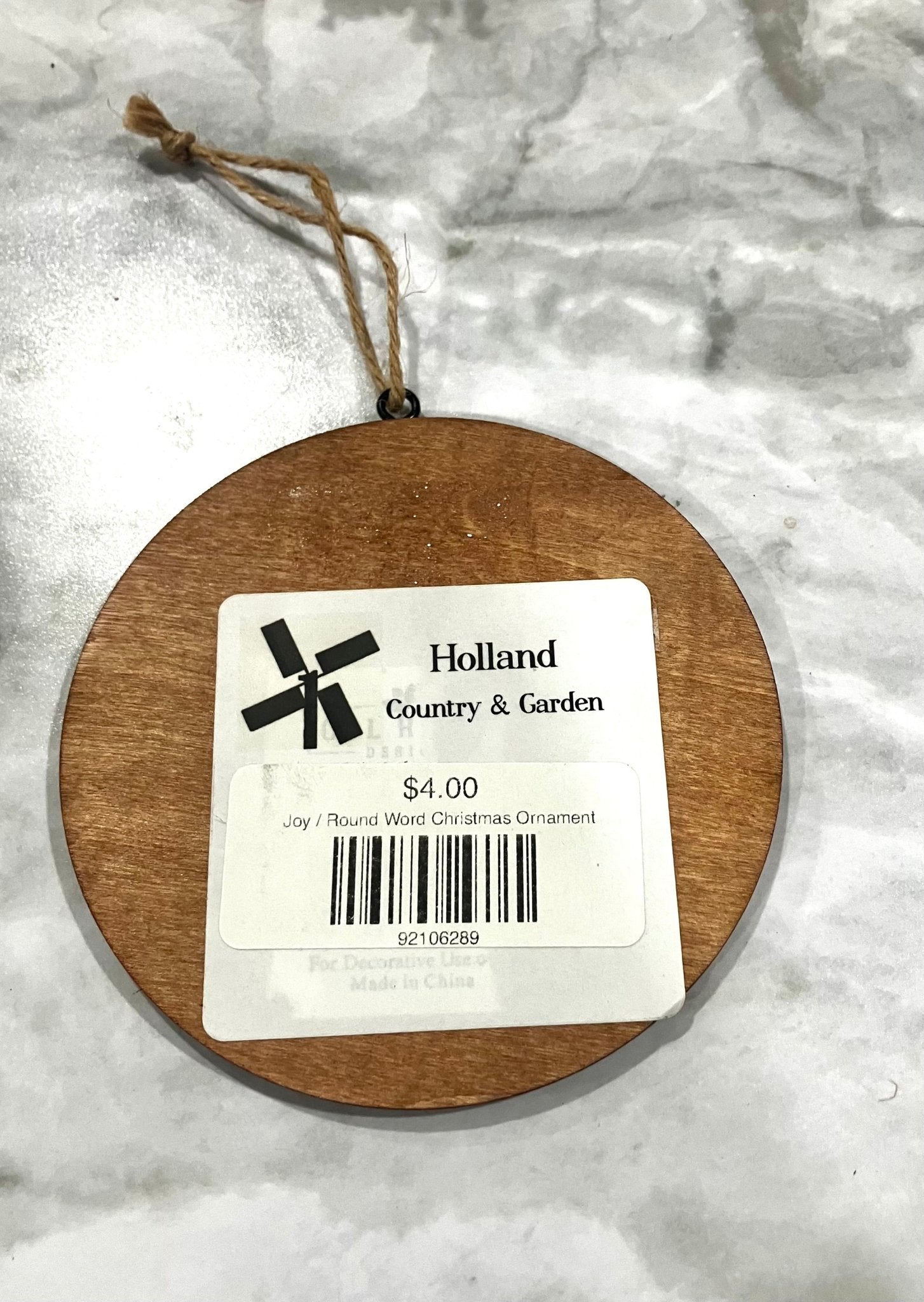 Round Wooden Christmas Ornament w/Words - Holland Landscape Supply