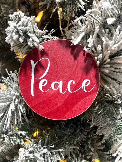 Round Wooden Christmas Ornament w/Words - Holland Landscape Supply