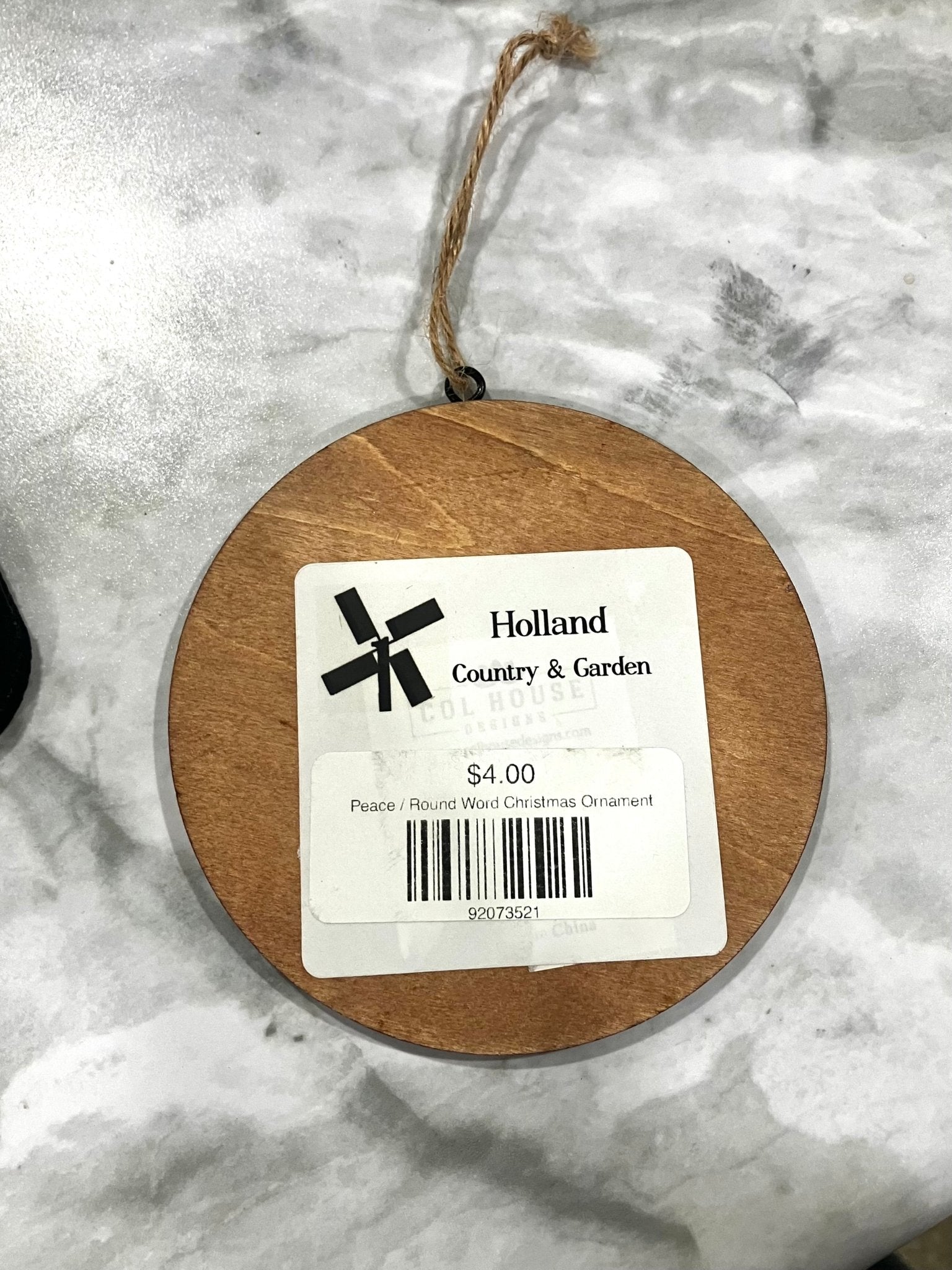 Round Wooden Christmas Ornament w/Words - Holland Landscape Supply