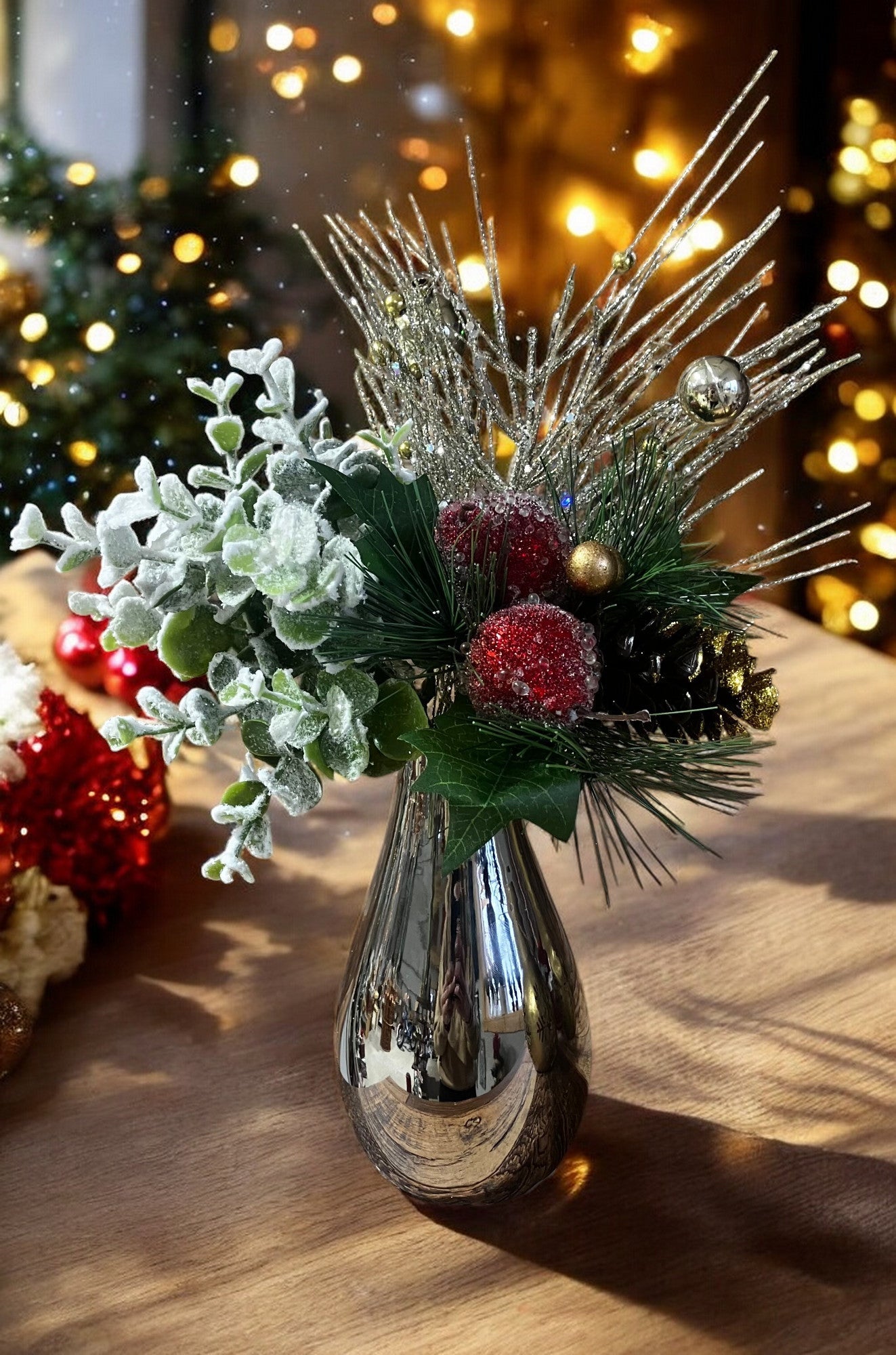 Small Silver Christmas Vase - Holland Landscape SupplyDecoration