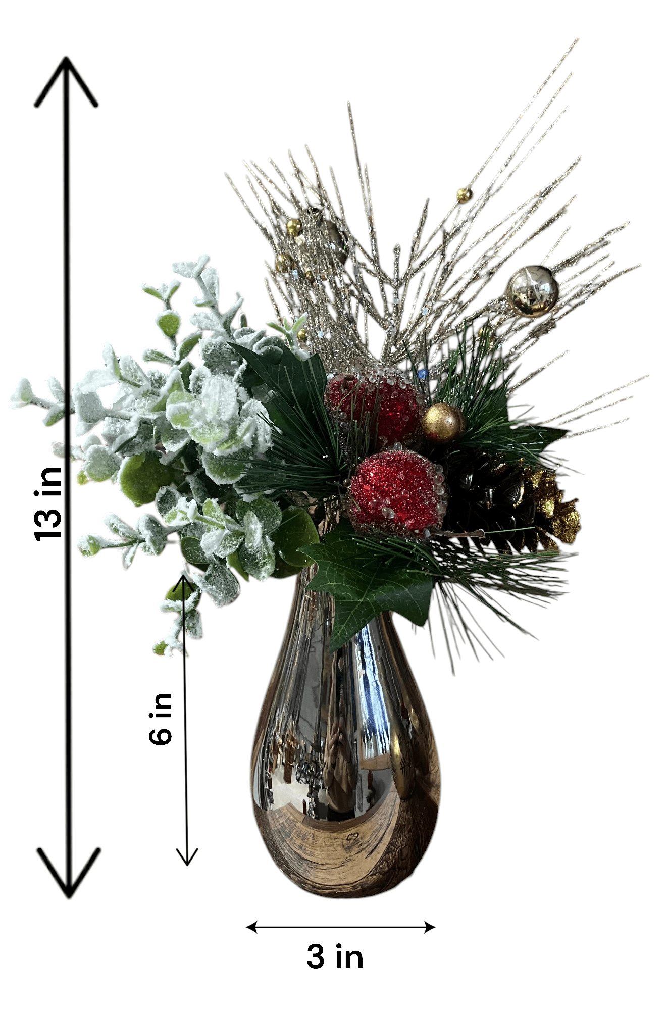 Small Silver Christmas Vase - Holland Landscape SupplyDecoration