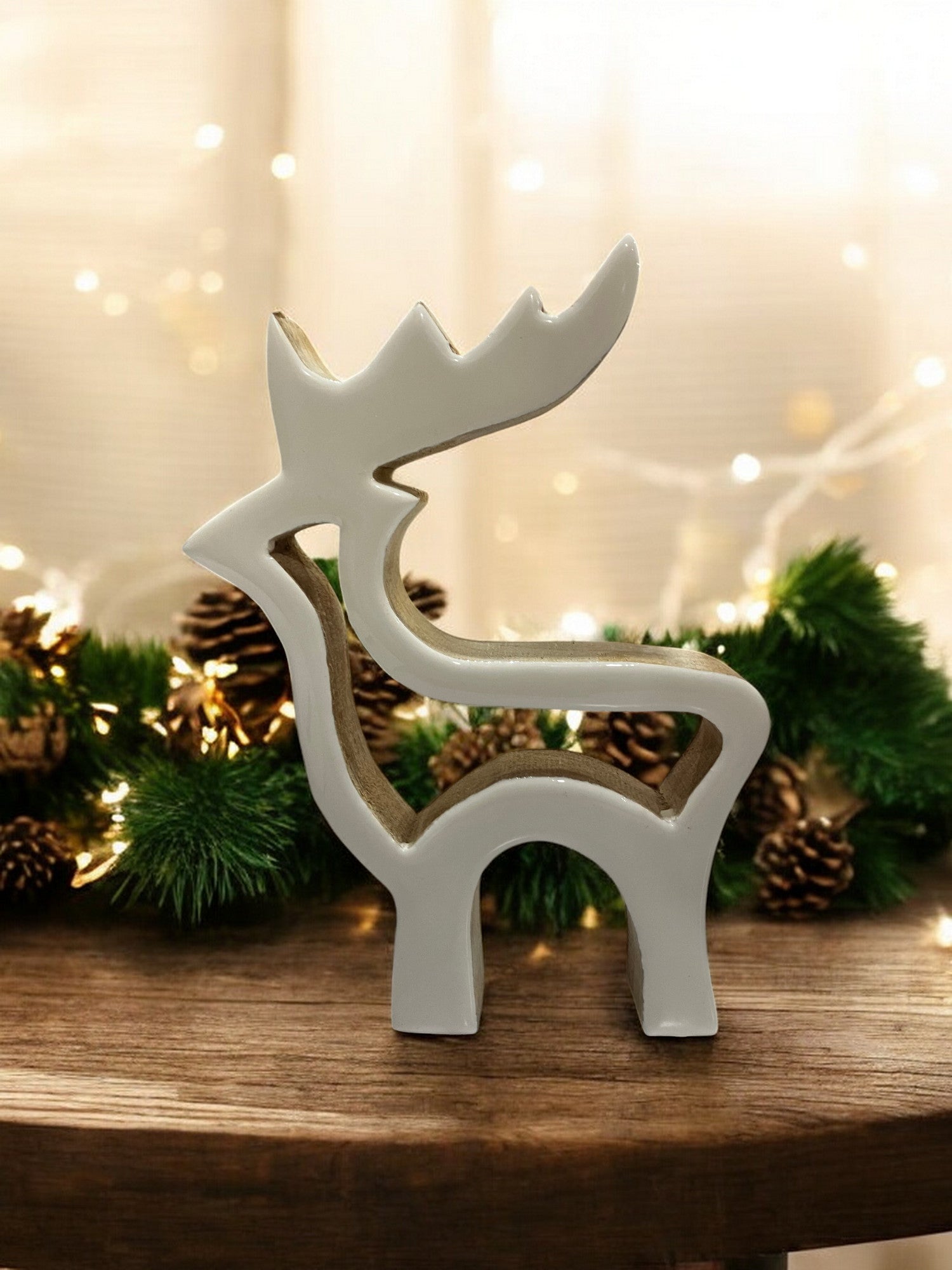 Wood and Enamel Cutout Reindeer - Holland Landscape Supply