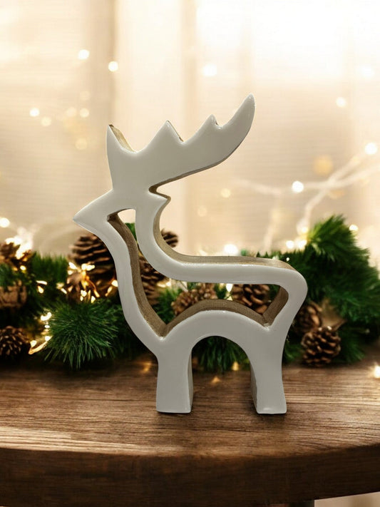 Wood and Enamel Cutout Reindeer - Holland Landscape Supply