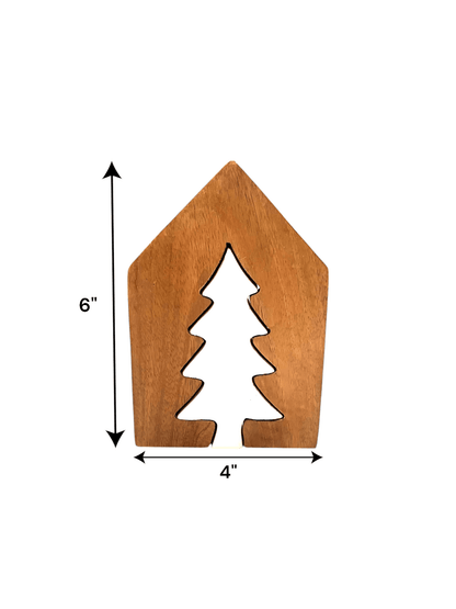 Wooden House/White Enamel Tree Cutout - Holland Landscape SupplyDecoration