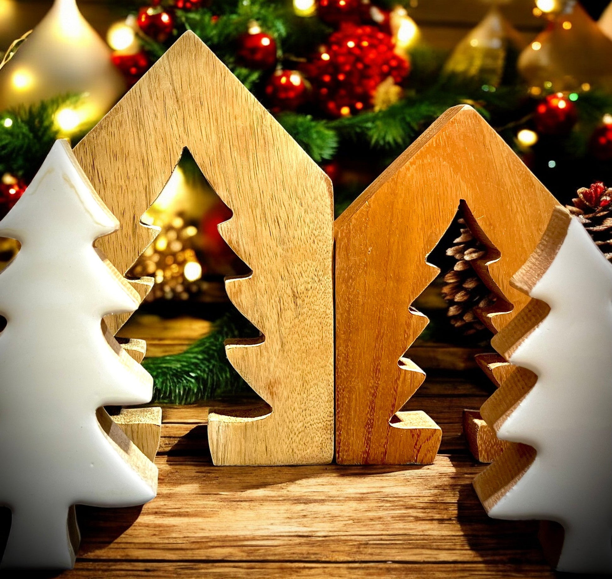 Wooden House/White Enamel Tree Cutout - Holland Landscape SupplyDecoration