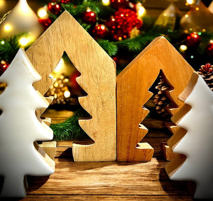 Wooden House/White Enamel Tree Cutout - Holland Landscape SupplyDecoration