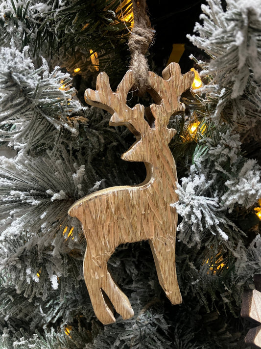 Wooden Striated Deer Ornament - Holland Landscape Supply