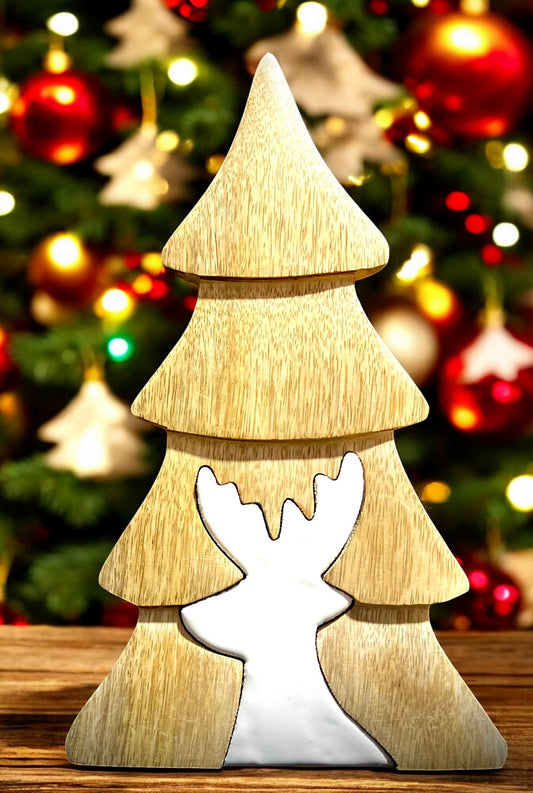 Wooden Tree/Enamel Deer Cutout - Holland Landscape SupplyDecoration