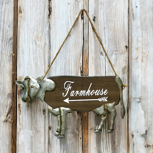 Wood/Metal Farmhouse Cow - Holland Landscape Supply