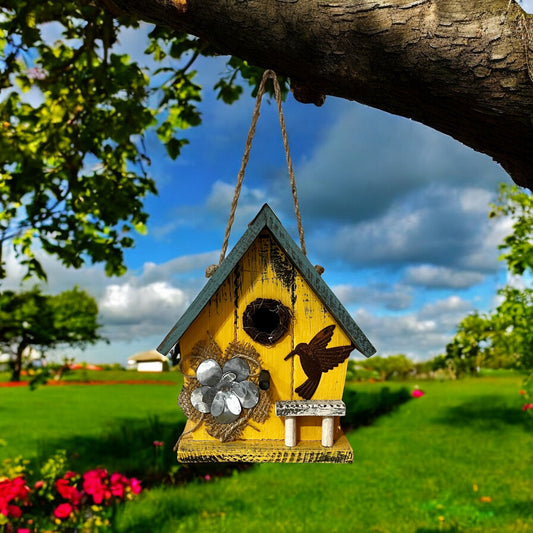 Yellow & Teal Birdhouse - Holland Landscape Supply